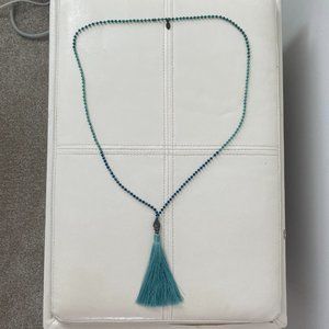 Blue Tassel Long Necklace Boho